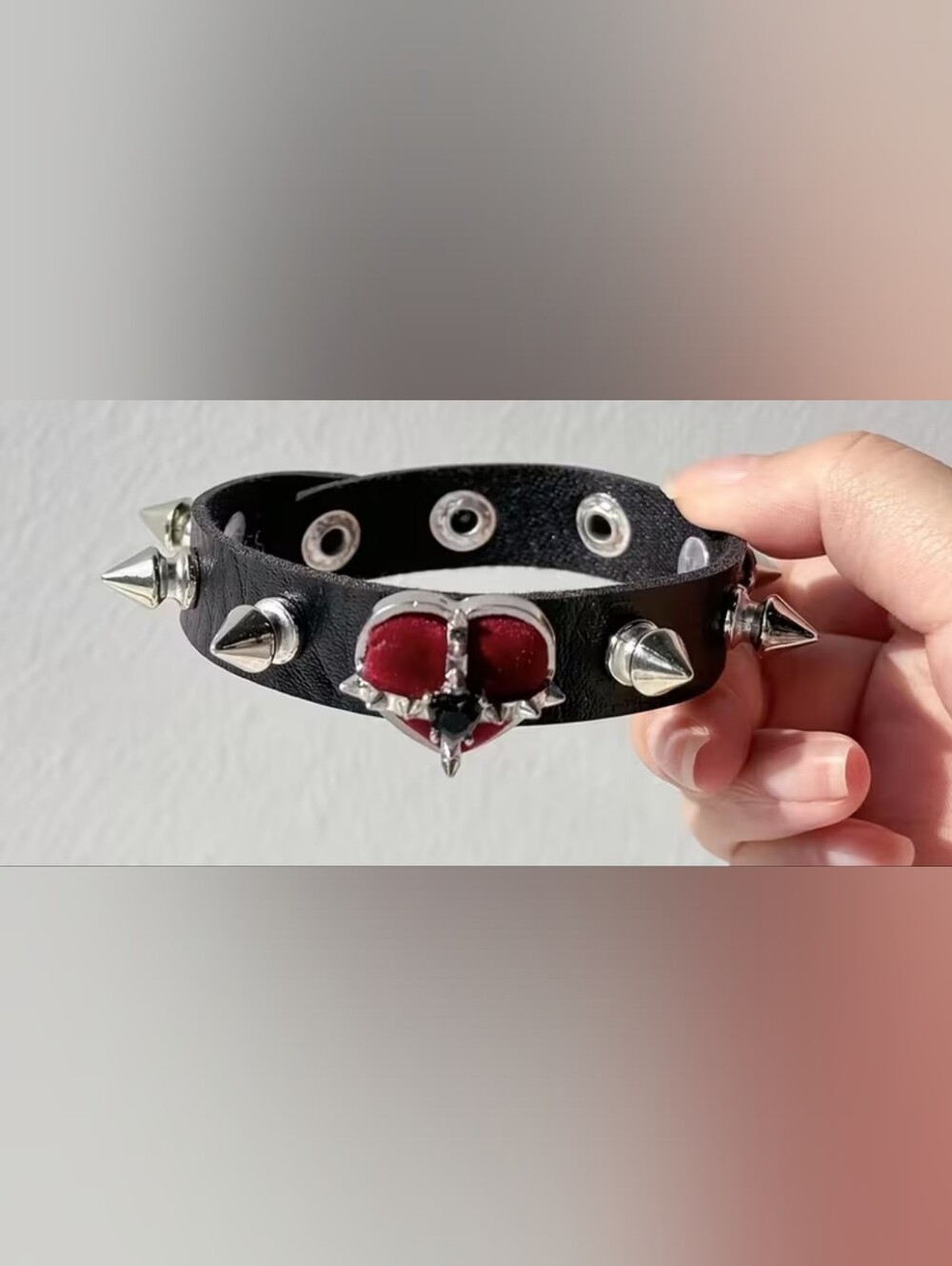 Black PU Leather Spiked Bracelet